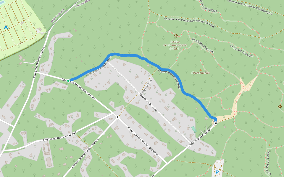 Chemin des Patis Godeau walking route map in Noisy-sur-École