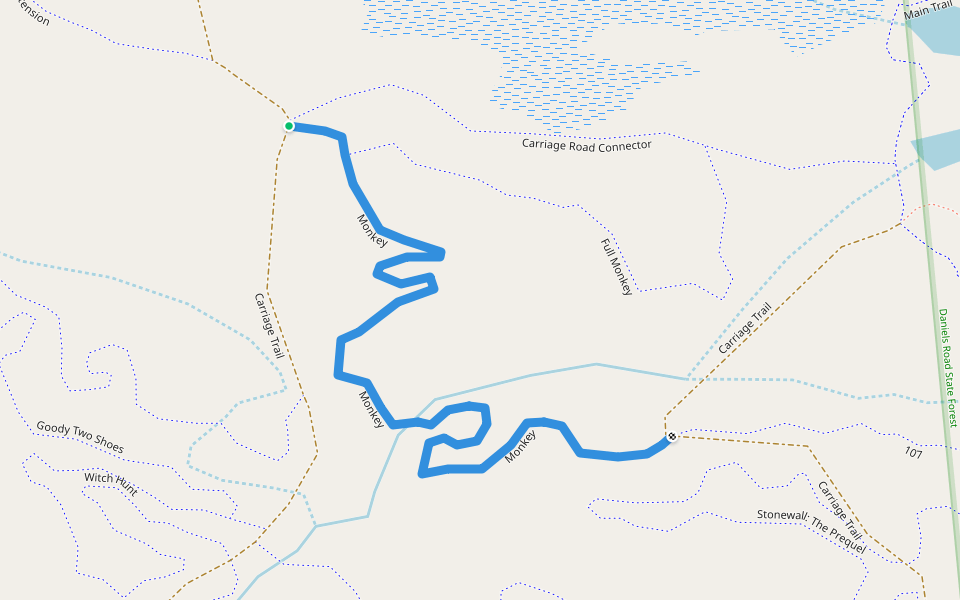 Monkey walking route map in Greenfield Center