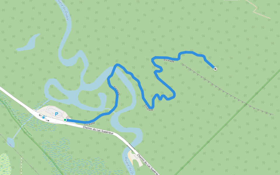 Escalade walking route map in Lac-Supérieur