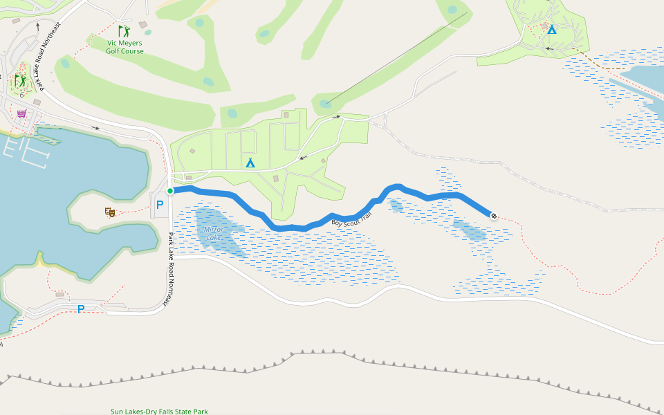 Boy Scout Trail walking route map in Coulee City