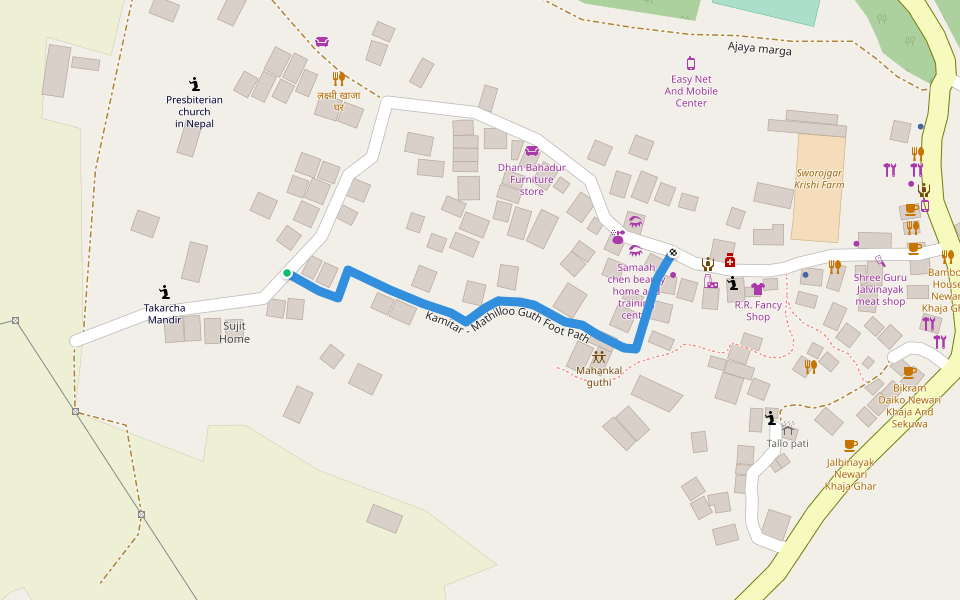 Kamitar - Mathilloo Guth Foot Path walking route map in Kirtipur