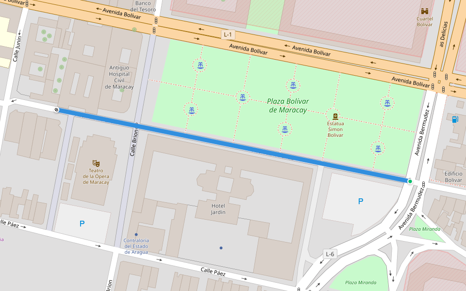 Avenida Miranda walking route map in La Victoria