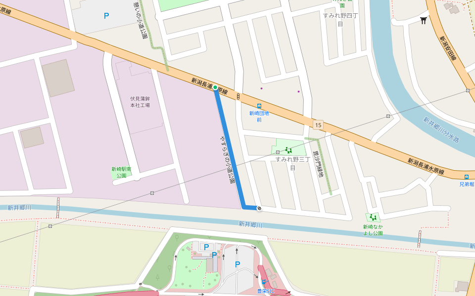 やすらぎの小道公園 walking route map in Niigata