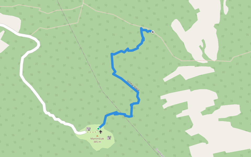 Strma staza walking route map in Kunčani