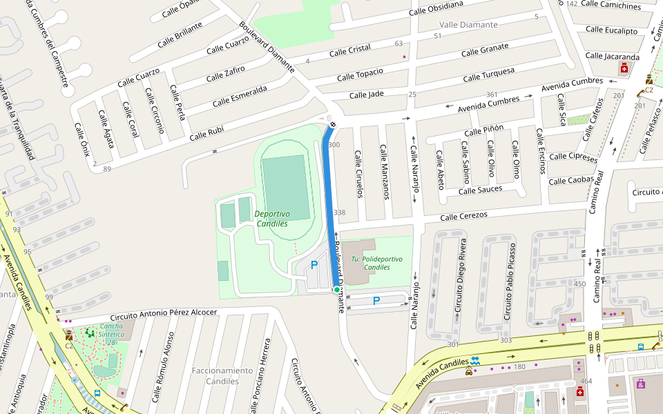 Boulevard Diamante walking route map in Candiles