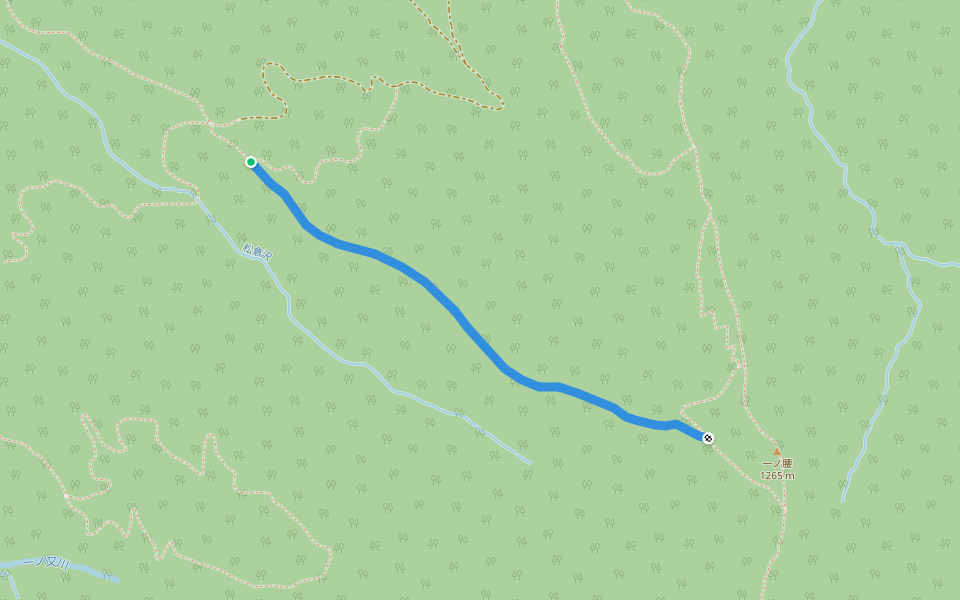 松倉登山道 walking route map in Kitaakita