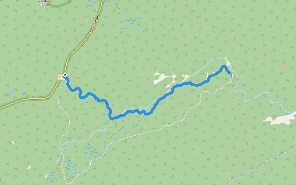 Little Dandahra Creek Walk walking route map in Gibraltar Range