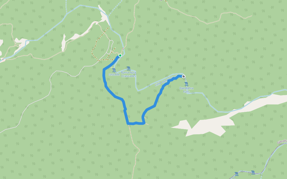 Dandahra Falls Walk walking route map in Gibraltar Range