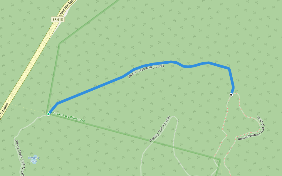 John's Creek Trail (Public) walking route map in Pembroke