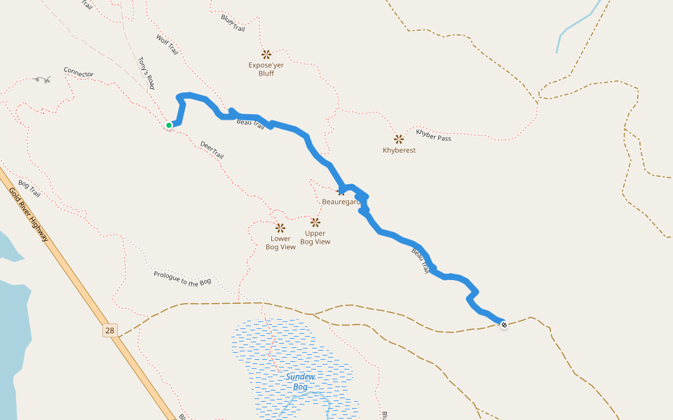 Beau Trail walking route map in Campbell River