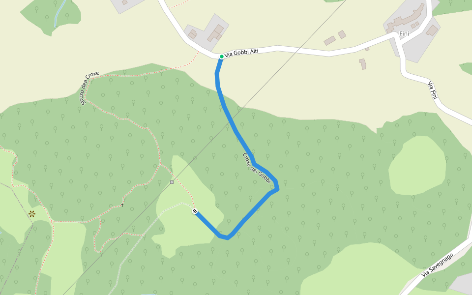 Croxe dei Gobbi walking route map in Gobbi Alti