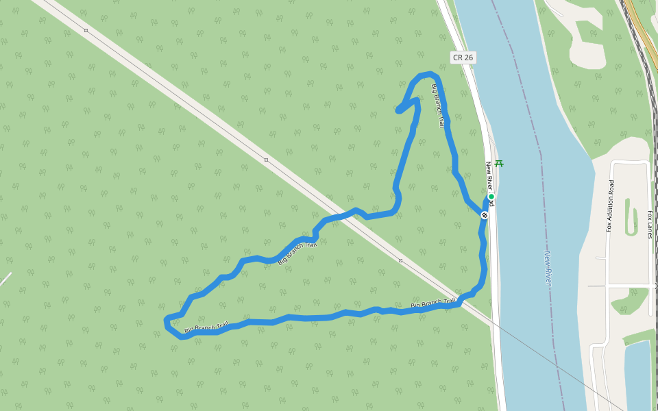 Big Branch Trail walking route map in Hinton