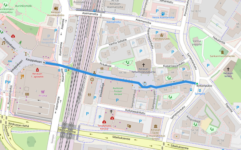 Sampolankaari walking route map in Kerava