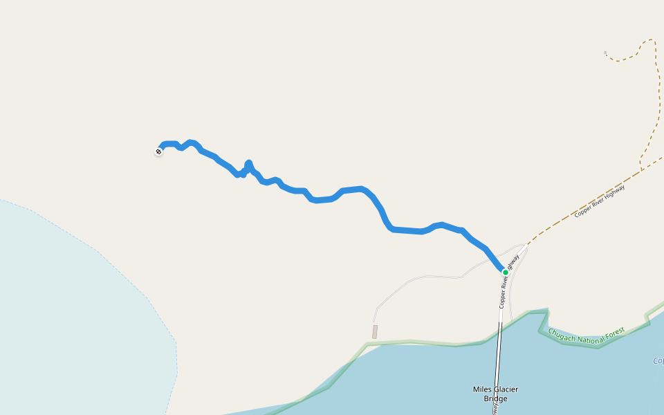 Childs Clacier North Trail walking route map in Cordova