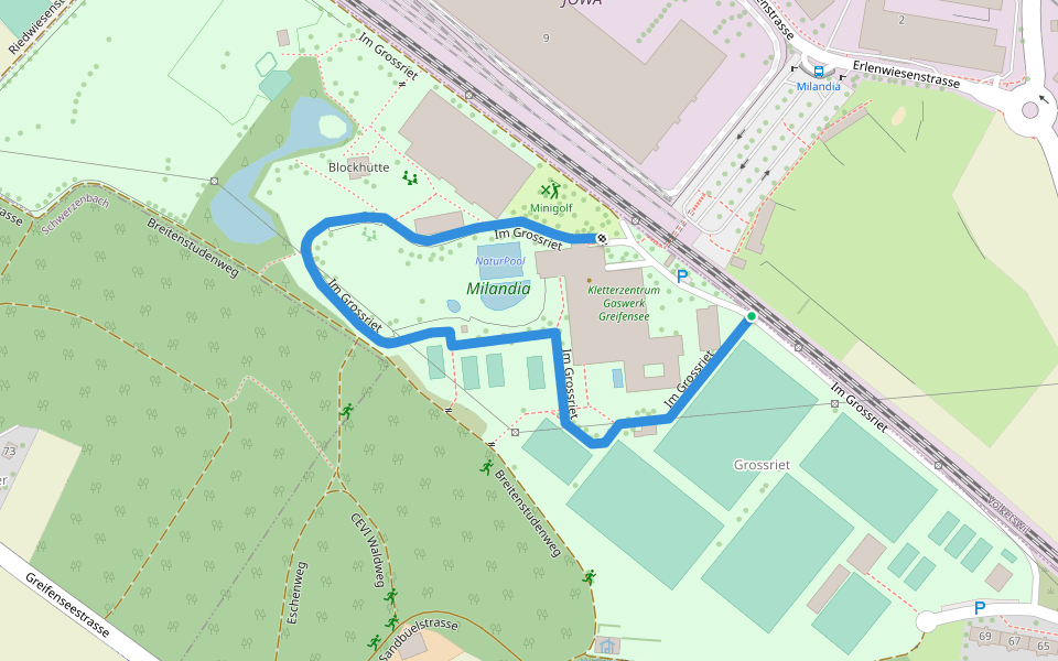 Im Grossriet walking route map in Greifensee