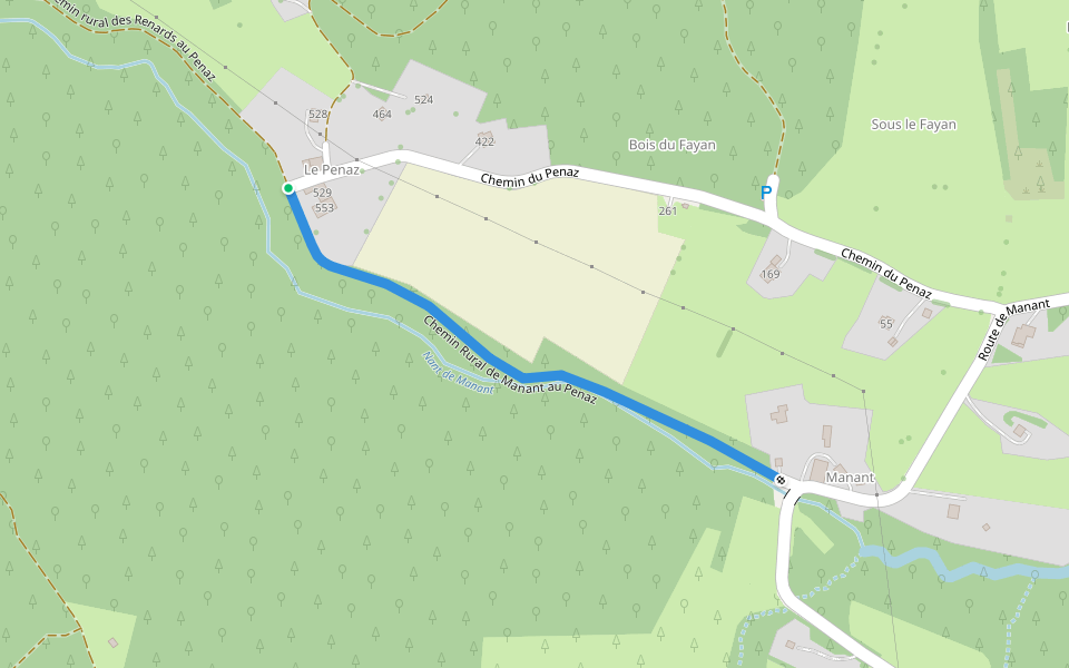 Chemin Rural de Manant au Penaz walking route map in Boëge