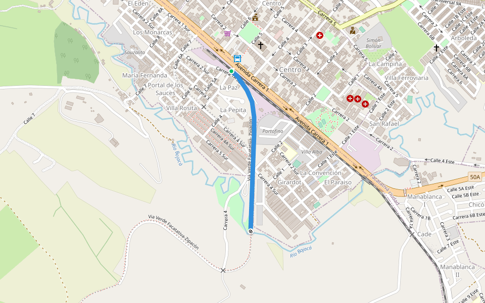 Via Verde Facatativa- Zipacón walking route map in Facatativá