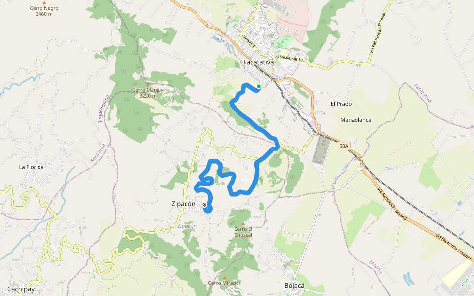 Via Verde Facatativa-Zipacón walking route map in Facatativá