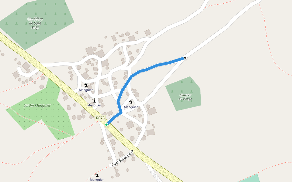 Rue Secondaire n°3 walking route map in Kolda