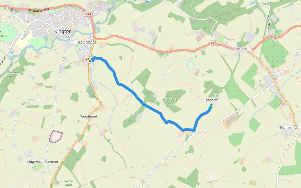Vaughan's Way walking route map in Lyonshall