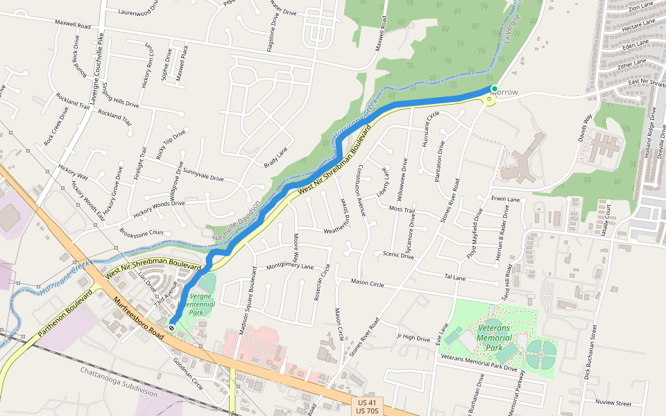 La Vergne Greenway walking route map in La Vergne