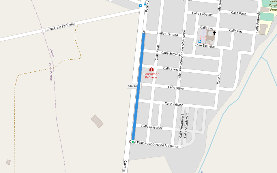 Paseo de la Constitución walking route map in Peñuelas