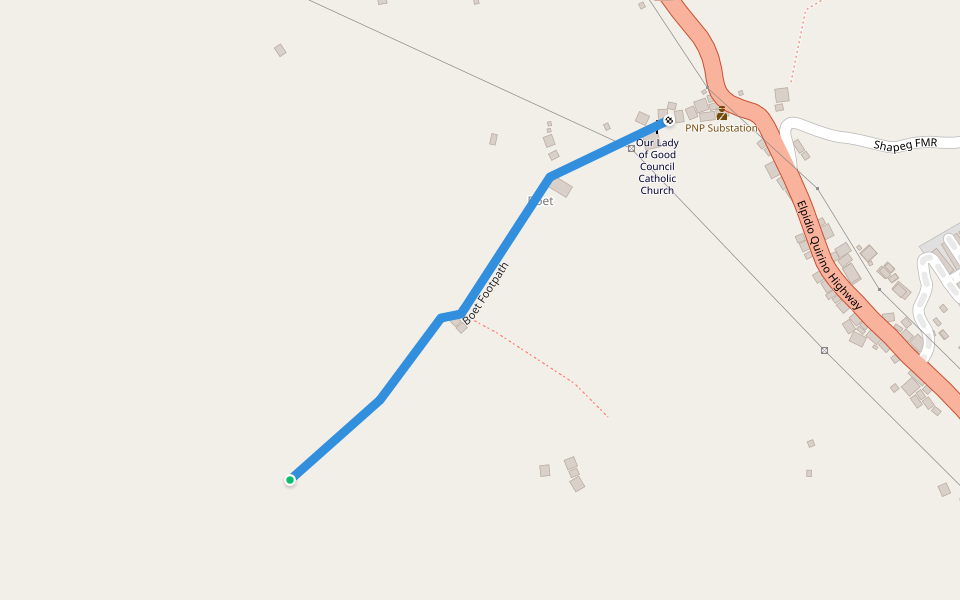 Boet Footpath walking route map in Sablan