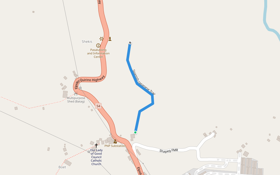 Spanish-Japanese Trail walking route map in Sablan