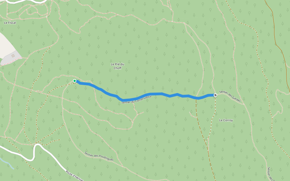 Sentier du Conservateur walking route map in Remiremont