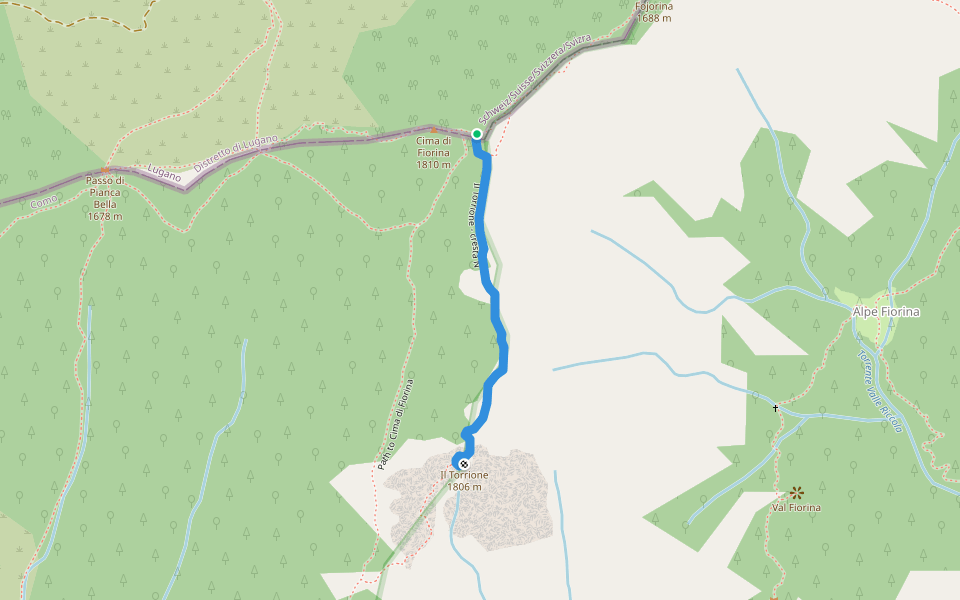 Il Torrione - cresta N walking route map in Lugano