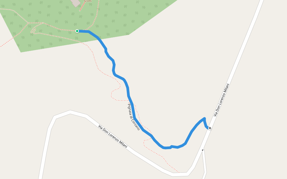 Pignaia di Corzano walking route map in San Piero in Bagno, Bagno di Romagna