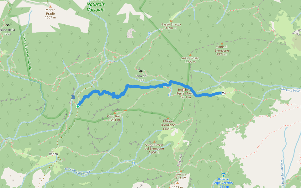 Serte - Alpe Pessina - Alpe di Cima walking route map in Dasio