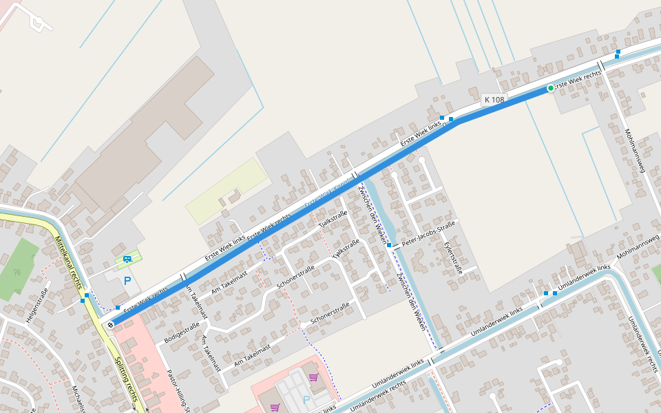 Erste Wiek rechts walking route map in Papenburg
