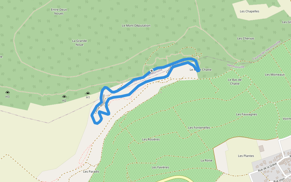 Circuit motocross walking route map in Cauroy-lès-Hermonville