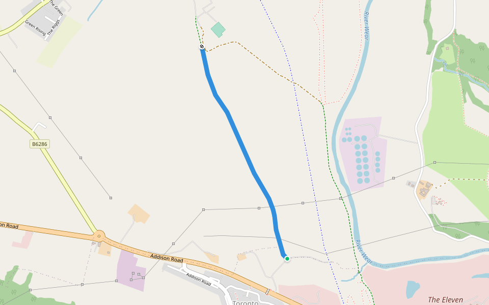 Birtley Lane walking route map in Toronto