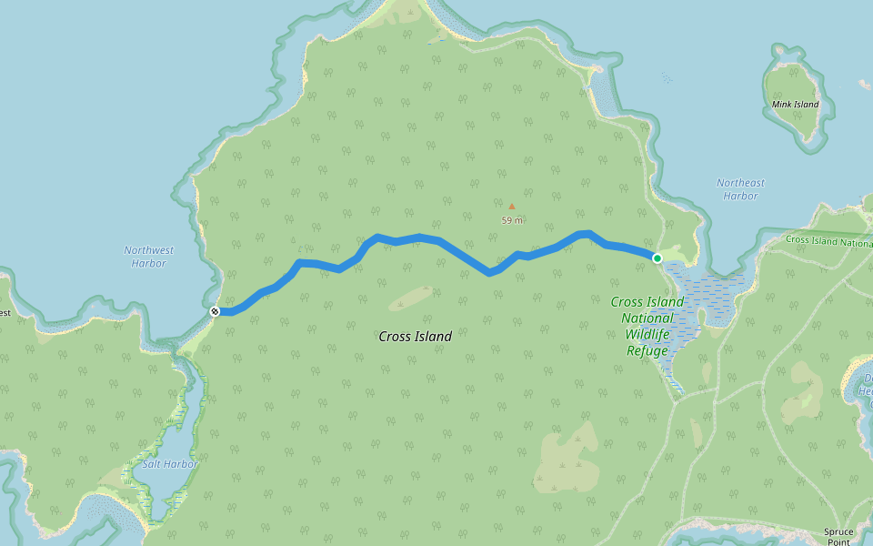 Northwest Harbor Trail walking route map in Cutler