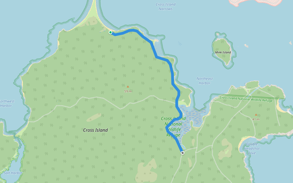 Grassy Point Trail walking route map in Cutler