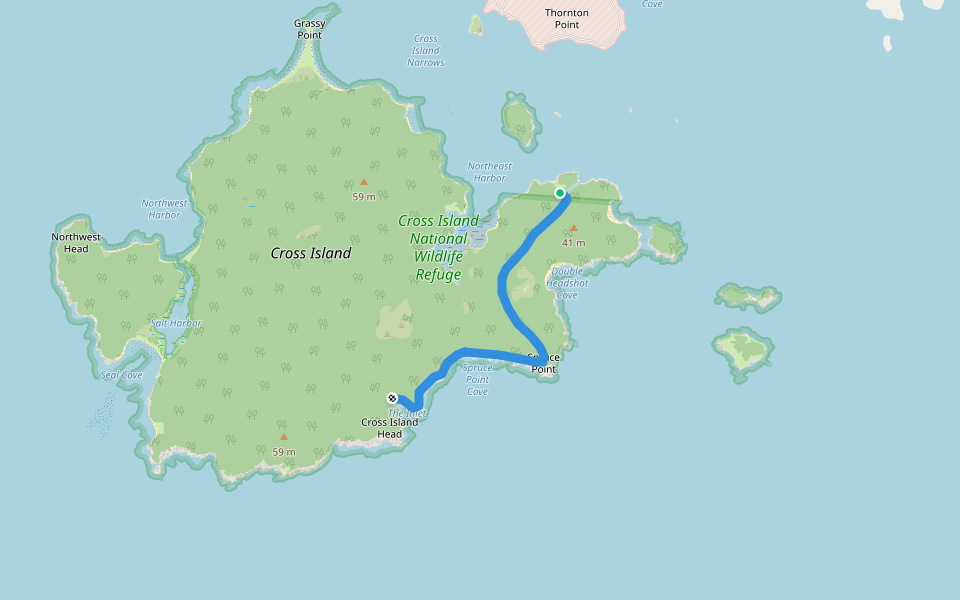 Spruce Point Trail walking route map in Cutler