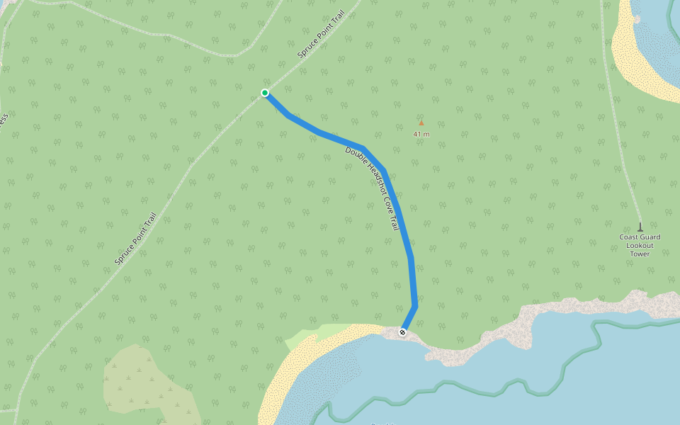 Double Headshot Cove Trail walking route map in Cutler