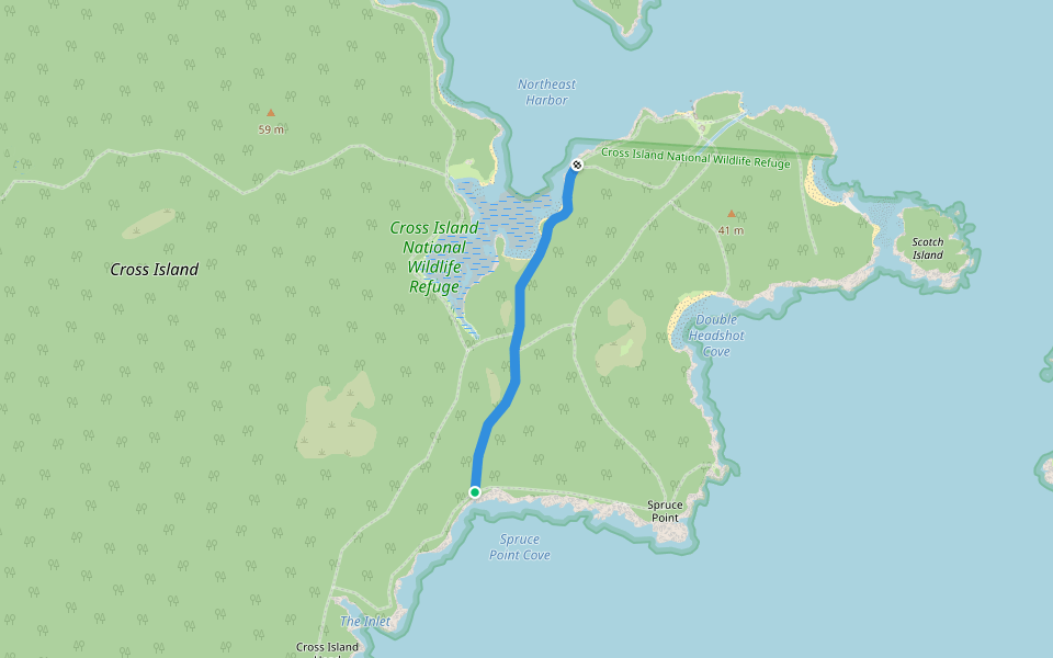 Cross Island Express walking route map in Cutler