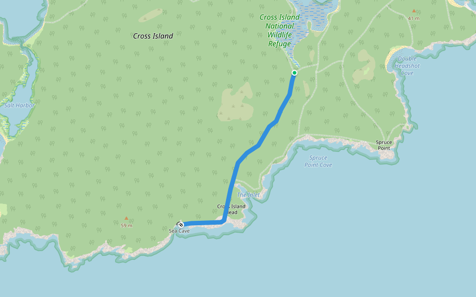 Inlet and Sea Cave Trail walking route map in Cutler