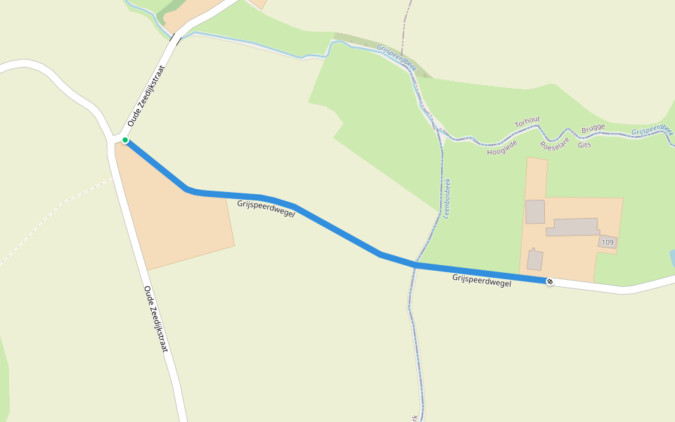 Grijspeerdwegel walking route map in Kortemark