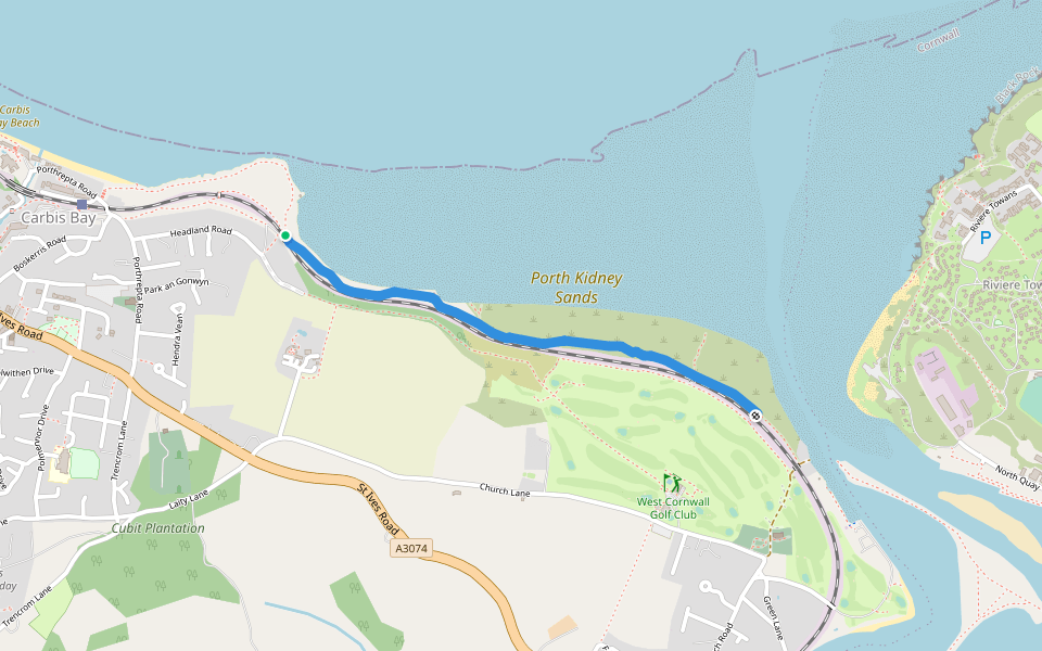 Nut Grove walking route map in Carbis Bay