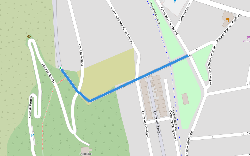 Calle del Garbí walking route map in Benaguasil