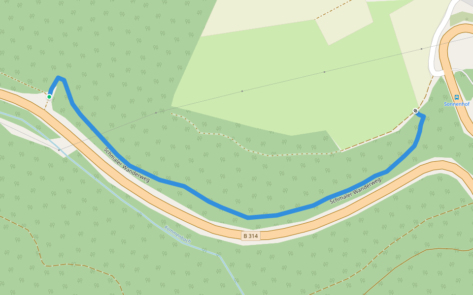 Schmaler Wanderweg walking route map in Blumberg