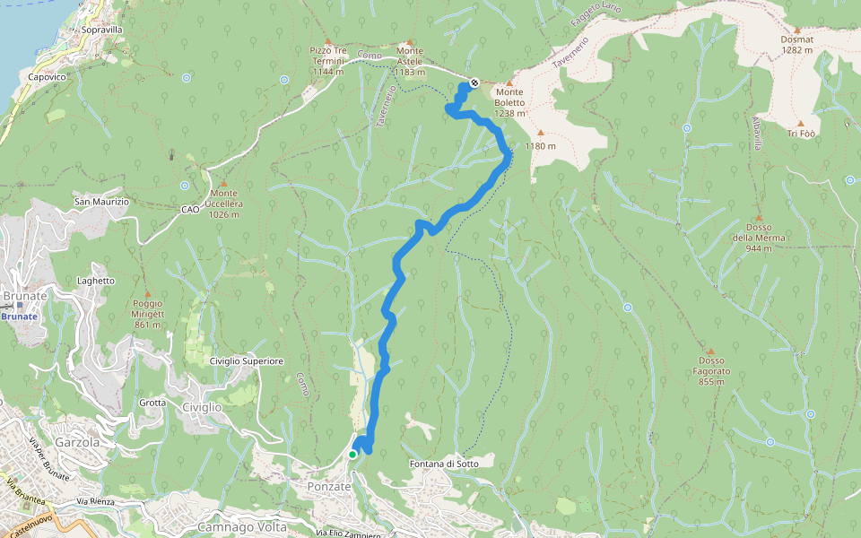 Sentiero "Scervud" Ponzate - Baita Fabrizio walking route map in Tavernerio
