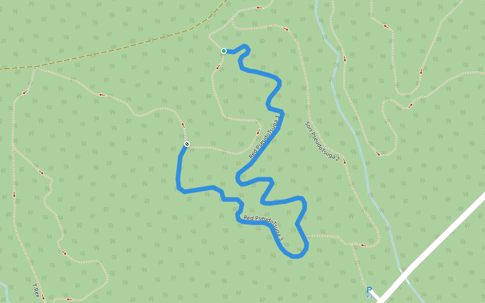 Red PseudoTsuga 3 walking route map in Hornsyld
