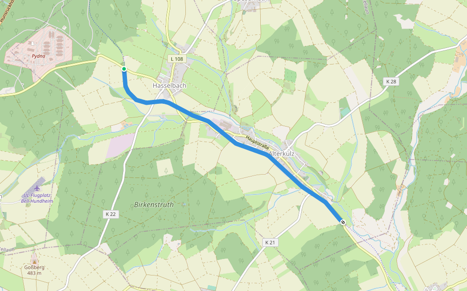 Schinderhannesradweg walking route map in Hasselbach