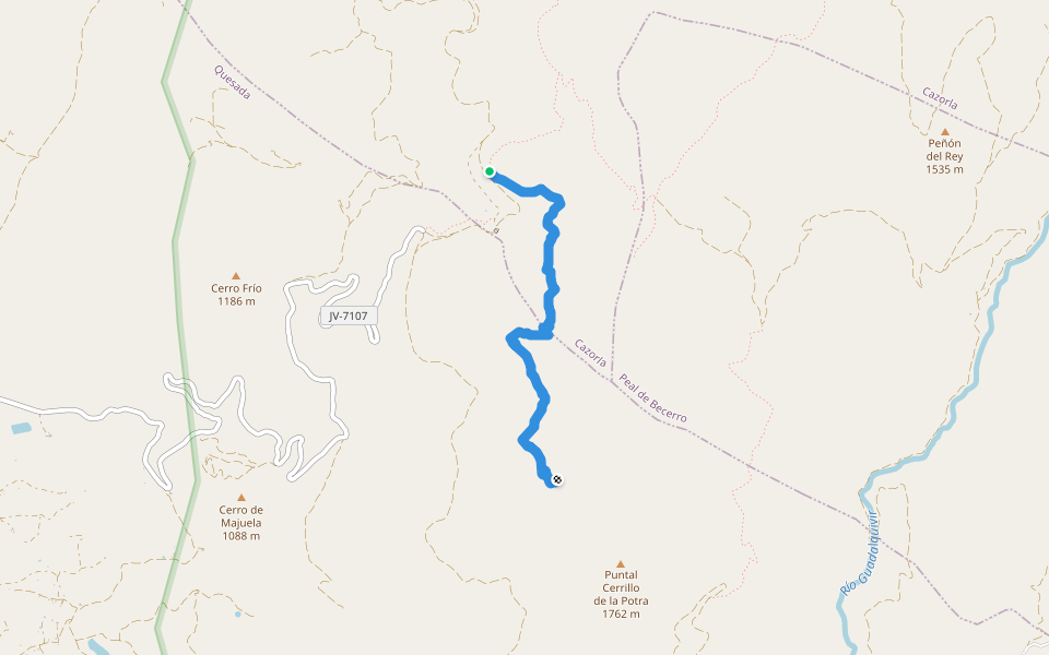 Senda Raya de Peñaflores walking route map in Cazorla