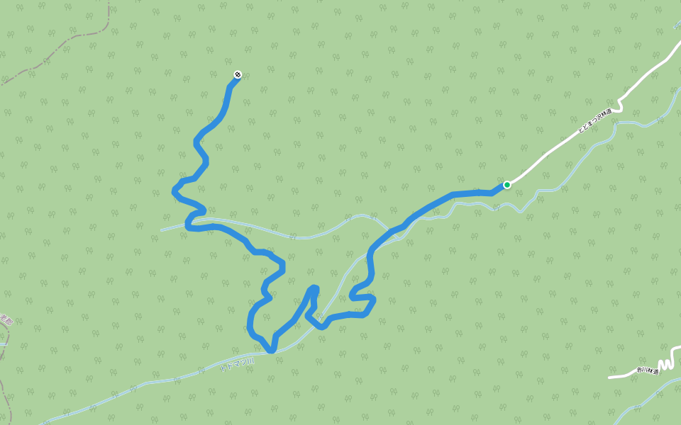 とどまつ沢林道 walking route map in Shiraoi